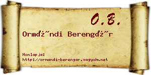 Ormándi Berengár névjegykártya